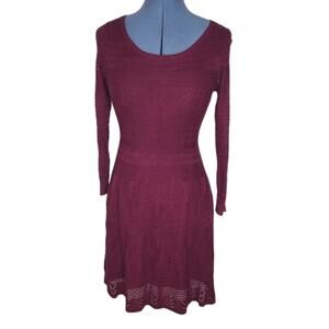 American Eagle long sleeve red knit skater dress small